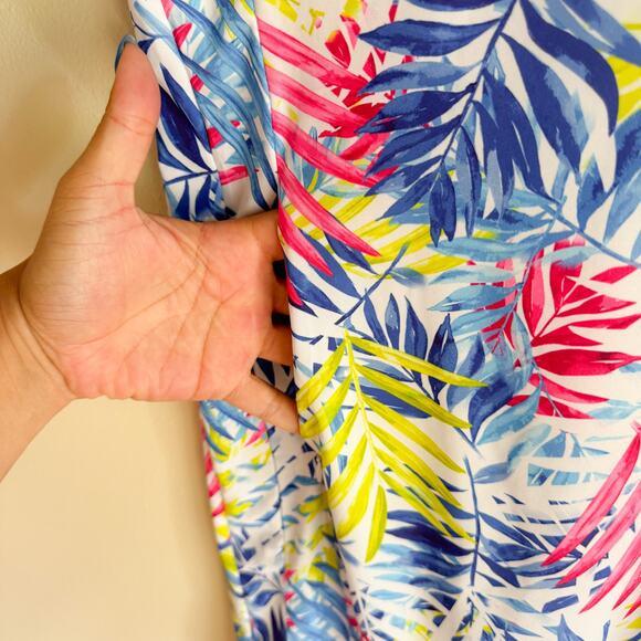 Tail Blue + Pink Green Palm Print Short Sleeve Golf Dress - Large - Picture 3 of 9